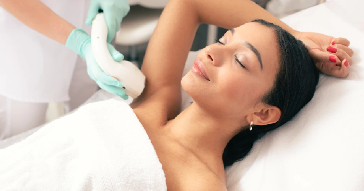 Young lady receiving laser hair removal in scottsdale az